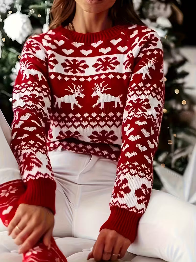 Festive Reindeer Snowflake Sweater