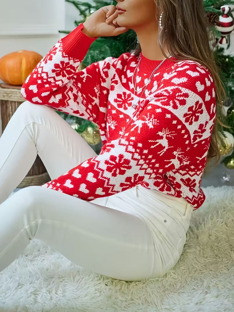 Festive Reindeer Snowflake Sweater