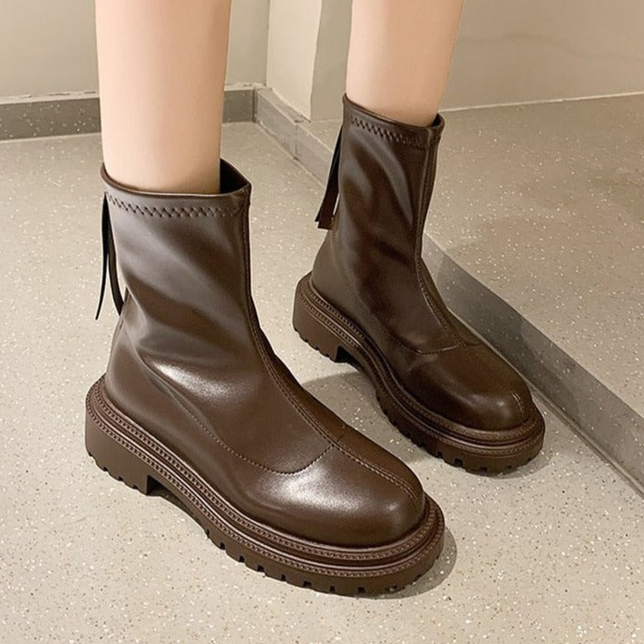 Isabella | Elegant Mid Calf Leather Look Boots Women