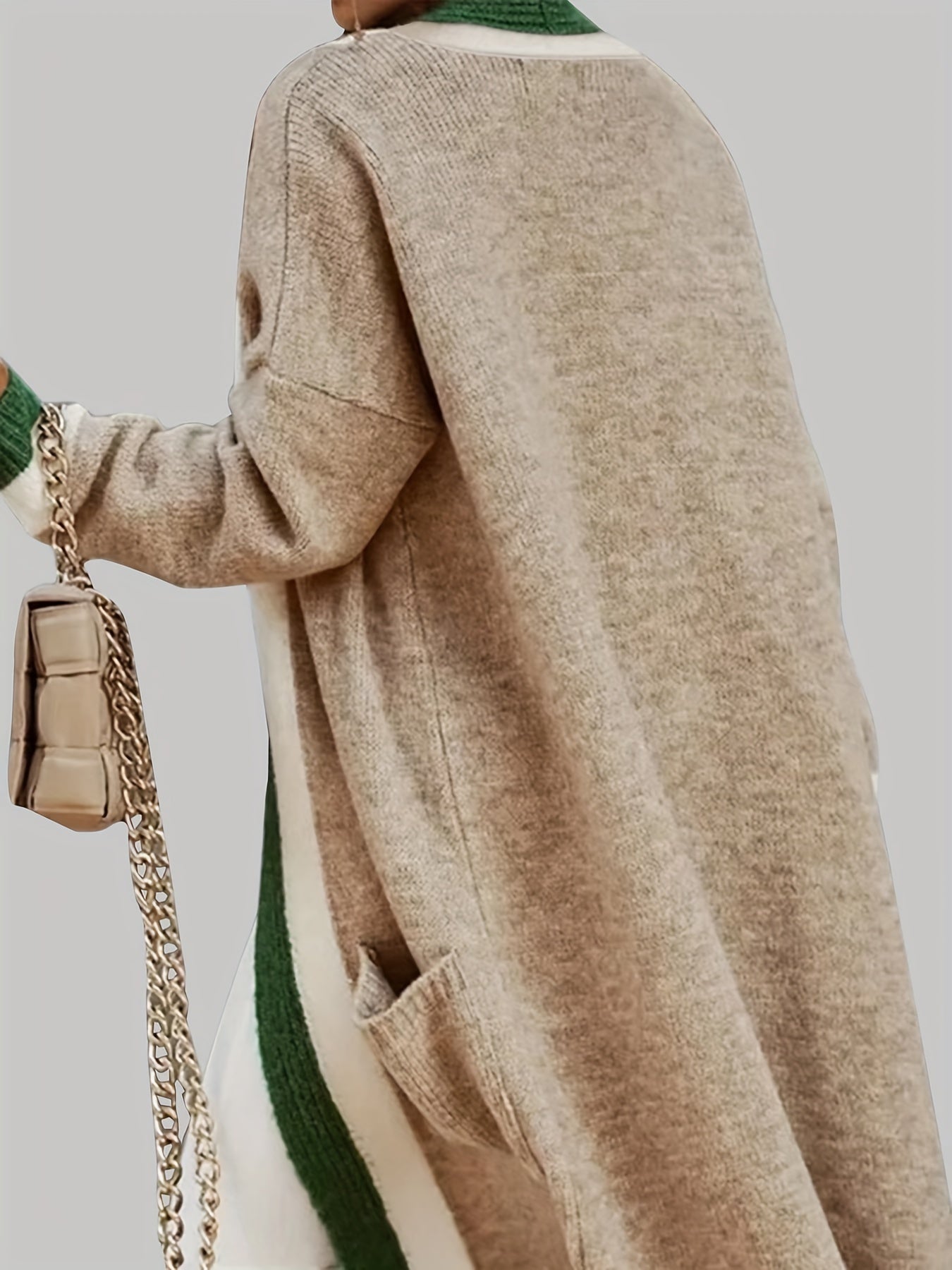 ARLENE™ Long Knitted Contrast Trim Cardigan