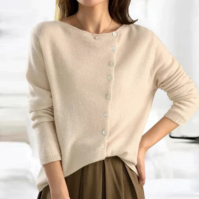Asymmetric Button Knit Cardigan