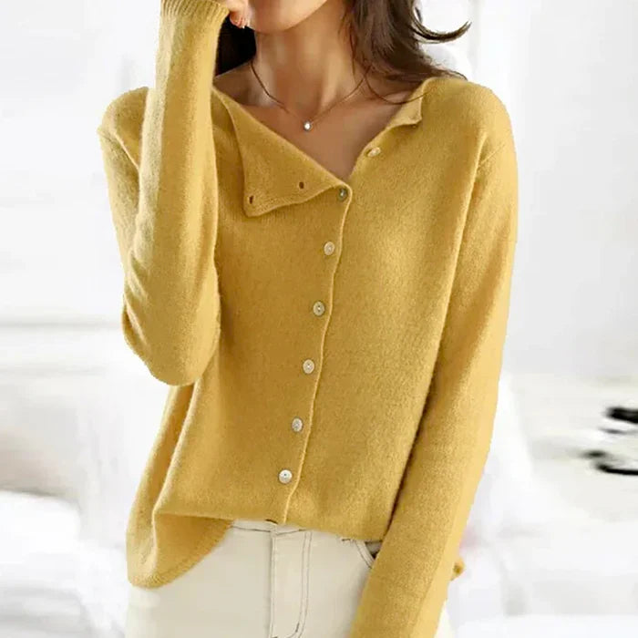 Asymmetric Button Knit Cardigan