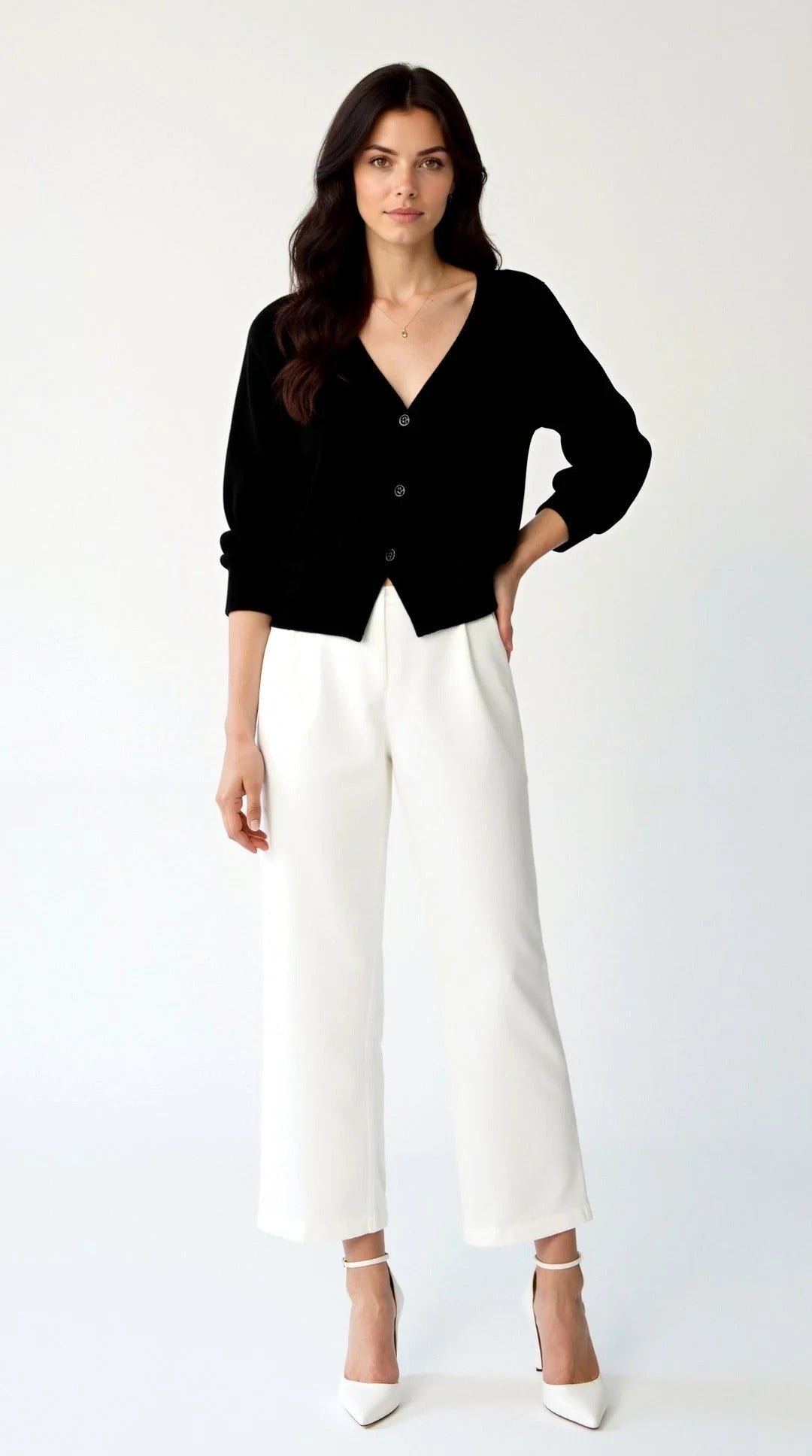 V-Neck Button-Up Cardigan