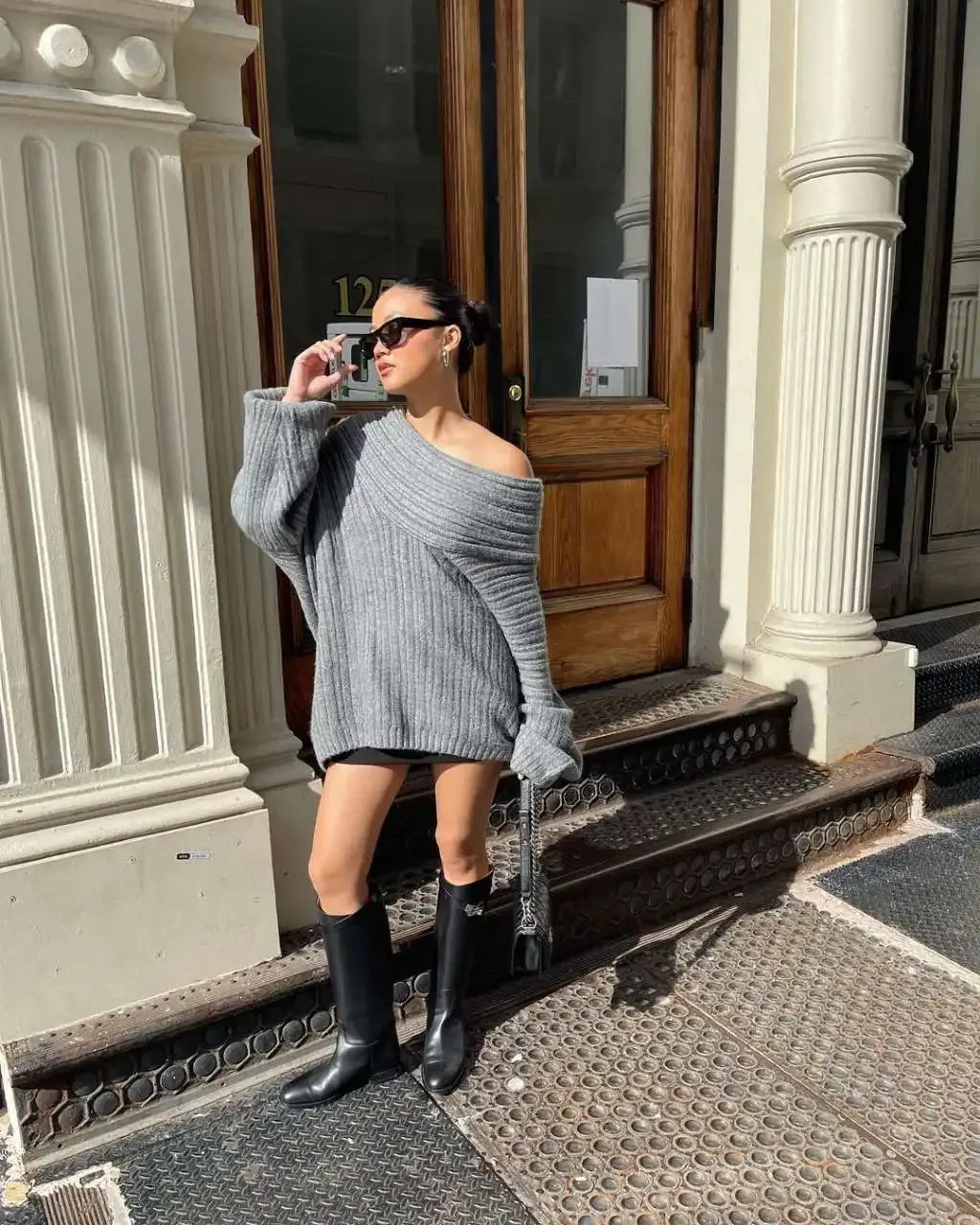 Off-Shoulder Ribbed Sweater