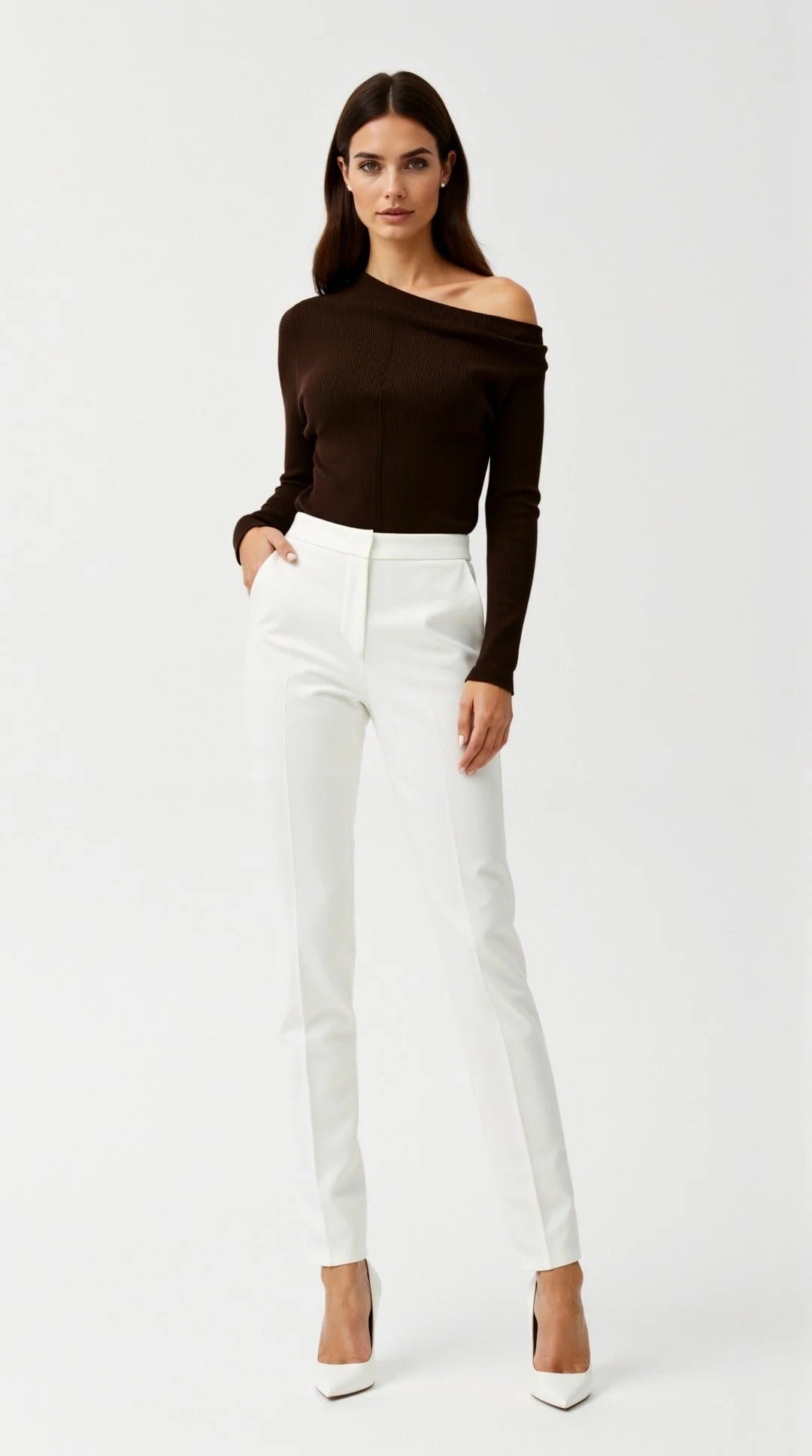 Ribbed Asymmetric Long Sleeve