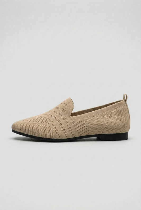 Women’s Beige Breathable Knit Slip-On Trainers