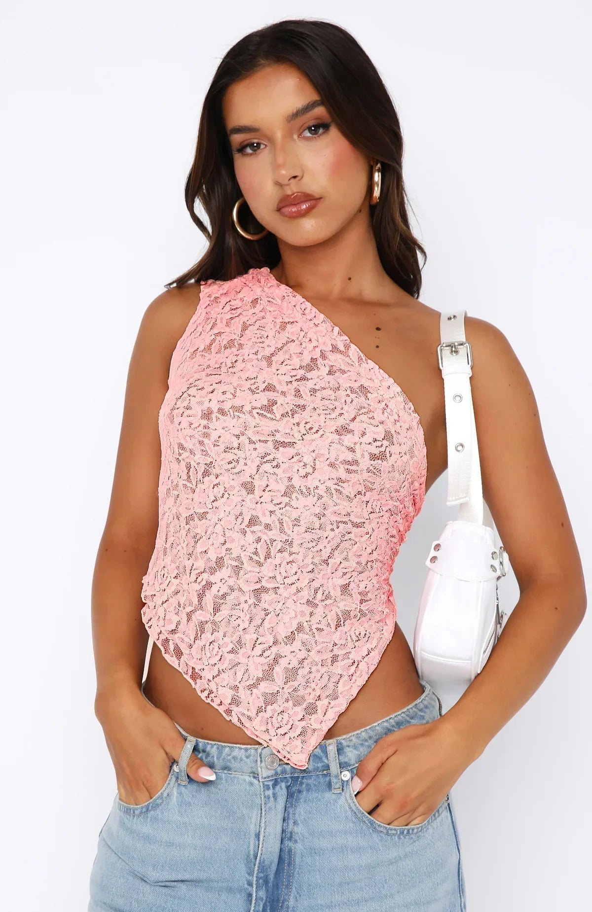 One-Shoulder Lace Tie-Back