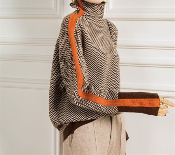 Eloise | Herringbone Luxe Turtleneck