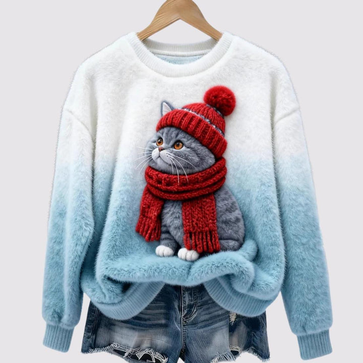 Mila - Snowy Cat Plush Jumper