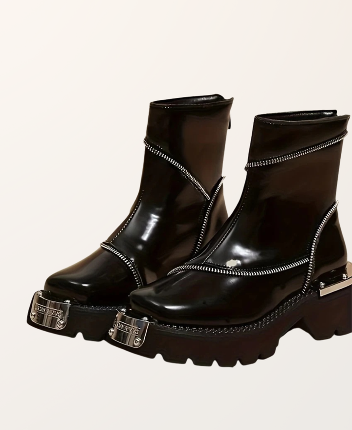 Women’s Platform Ankle Boots Square Toe and Zip