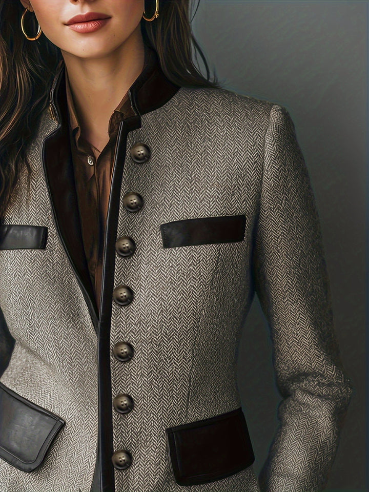 Clarina – Classic Stand-Collar Button Blazer Coat