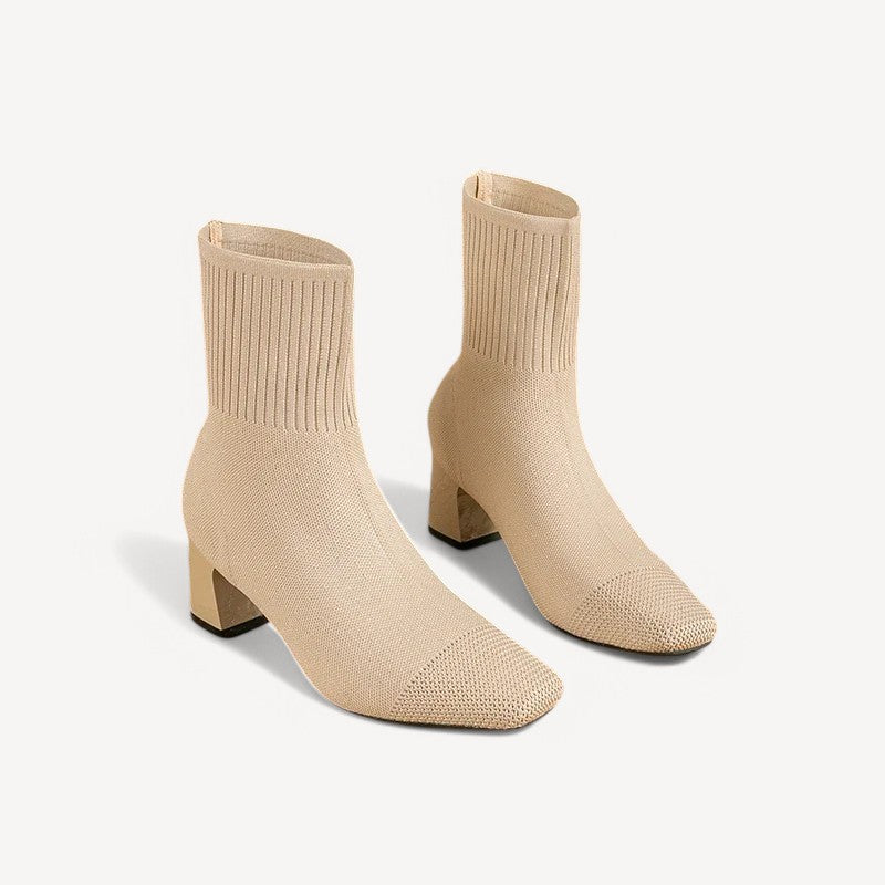 Knit Heeled Ankle Boots