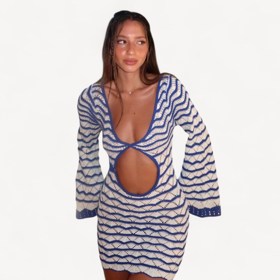 Blue White Crochet Dress