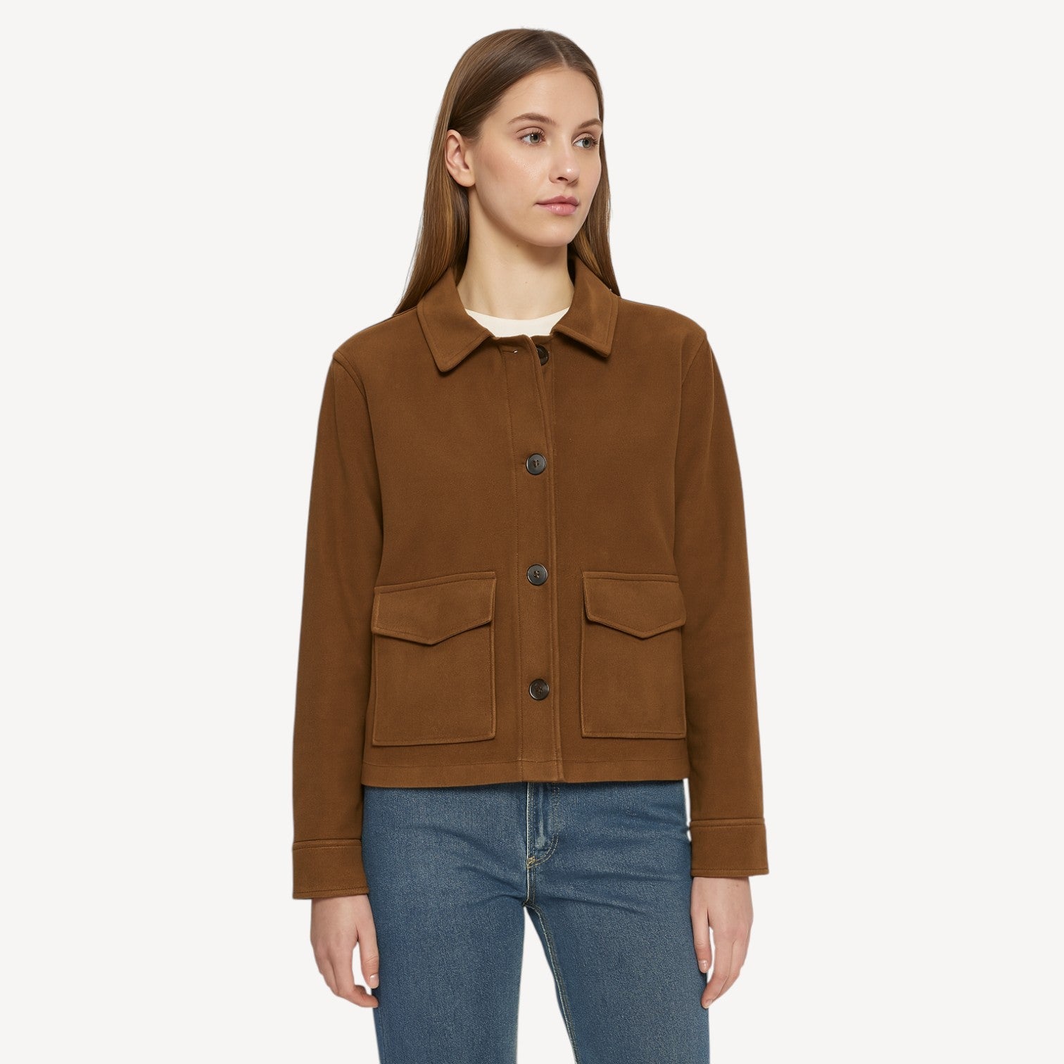 Button Front Suede Jacket