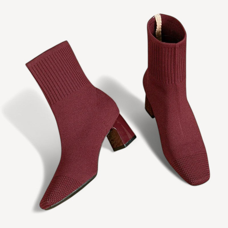 Knit Heeled Ankle Boots