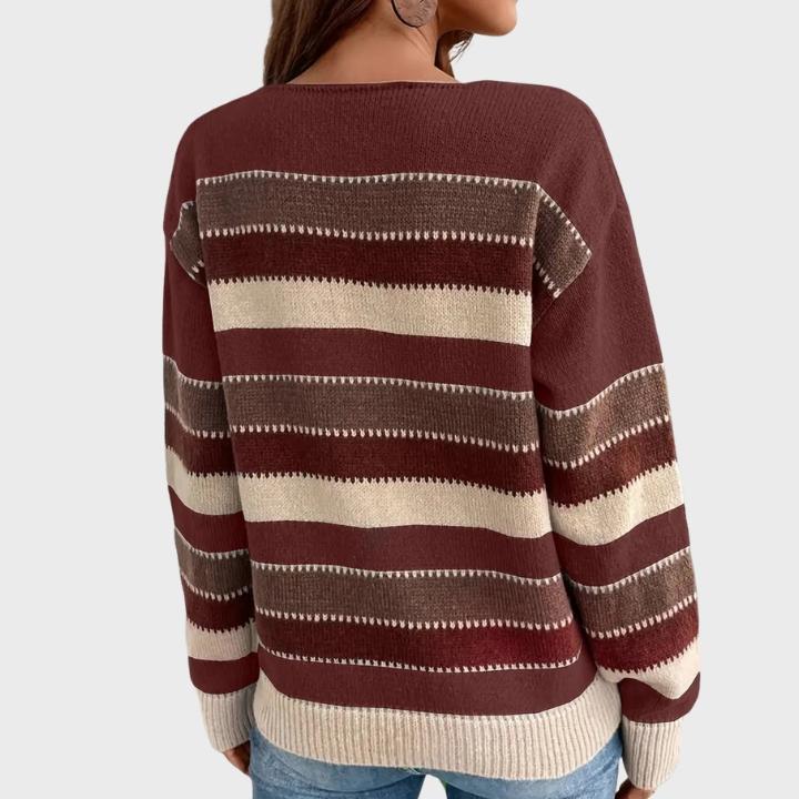 Women’s Casual Retro Stripe Knit Pullover