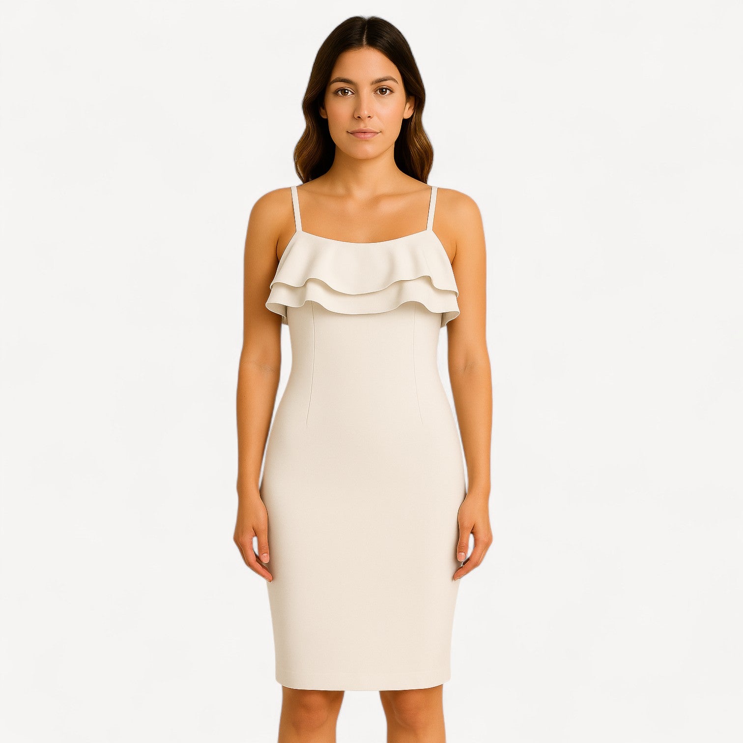 Ruffle Front Midi Dress