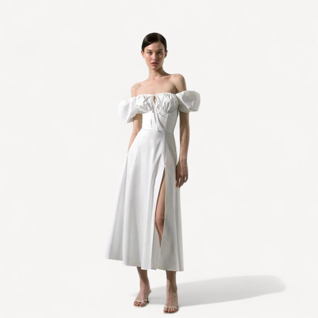 Puff Sleeve Midi Dress