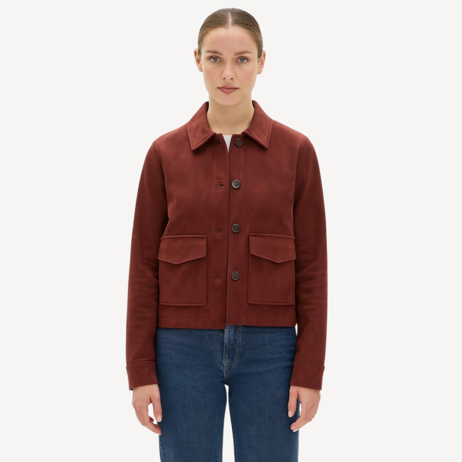 Button Front Suede Jacket