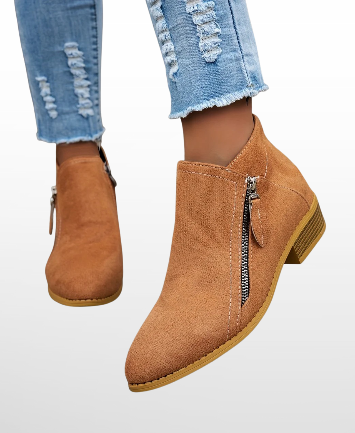 Women’s Mid-Heel Ankle Boots Side Zip