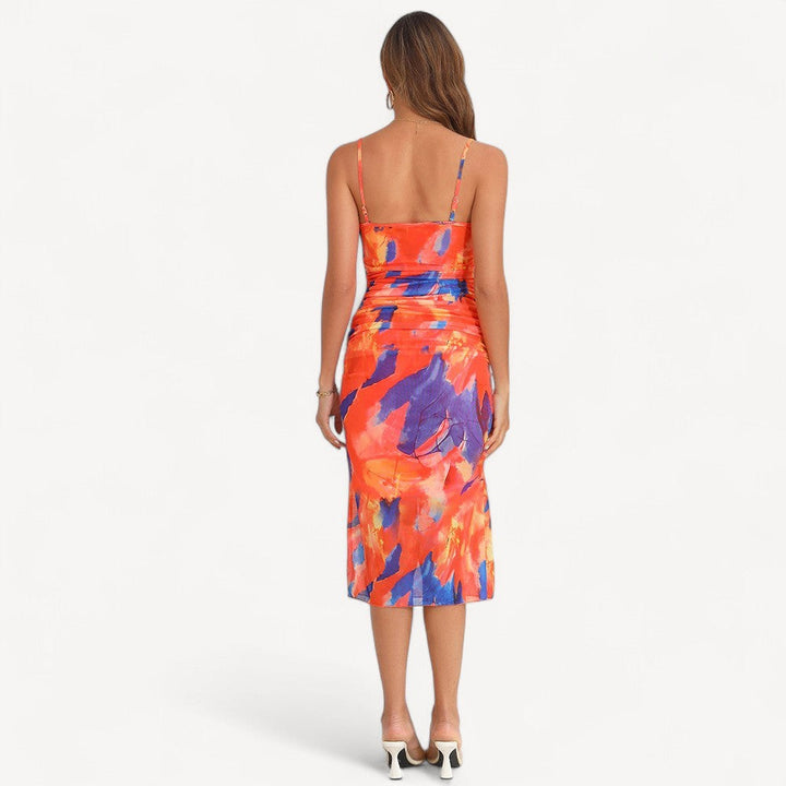 Ruched Floral Midi Dress
