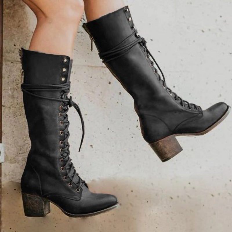 Bella | Chic Women’s Leather Knee Boots with Laces