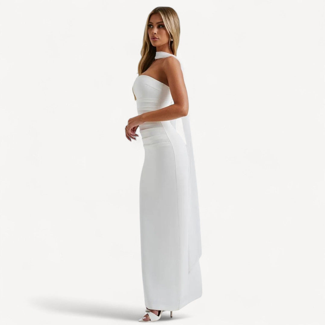 Strapless Dress with Scarf