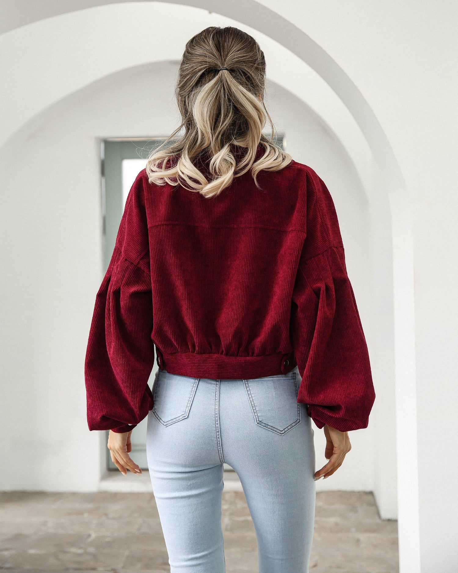 Cropped Corduroy Style Jacket