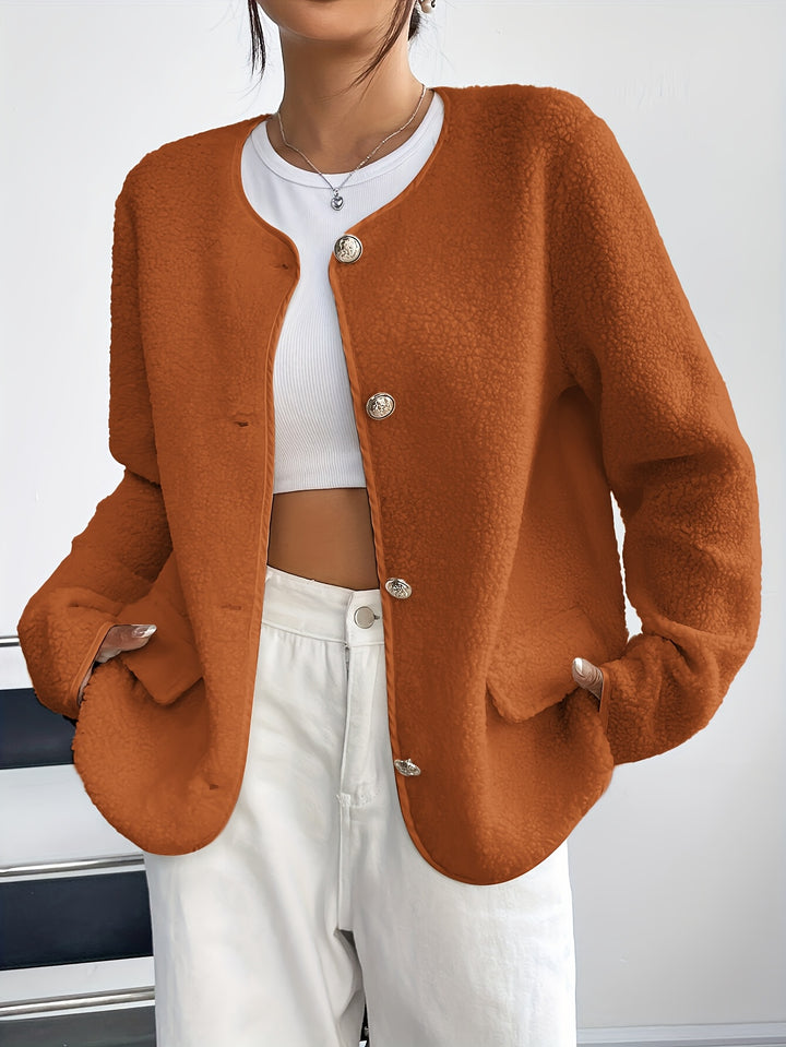 Avyona Elegant Button-Front Texture Jacket