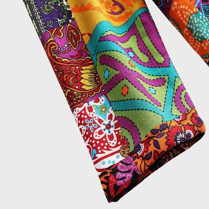 Women's Patchwork Print Hooded Coat