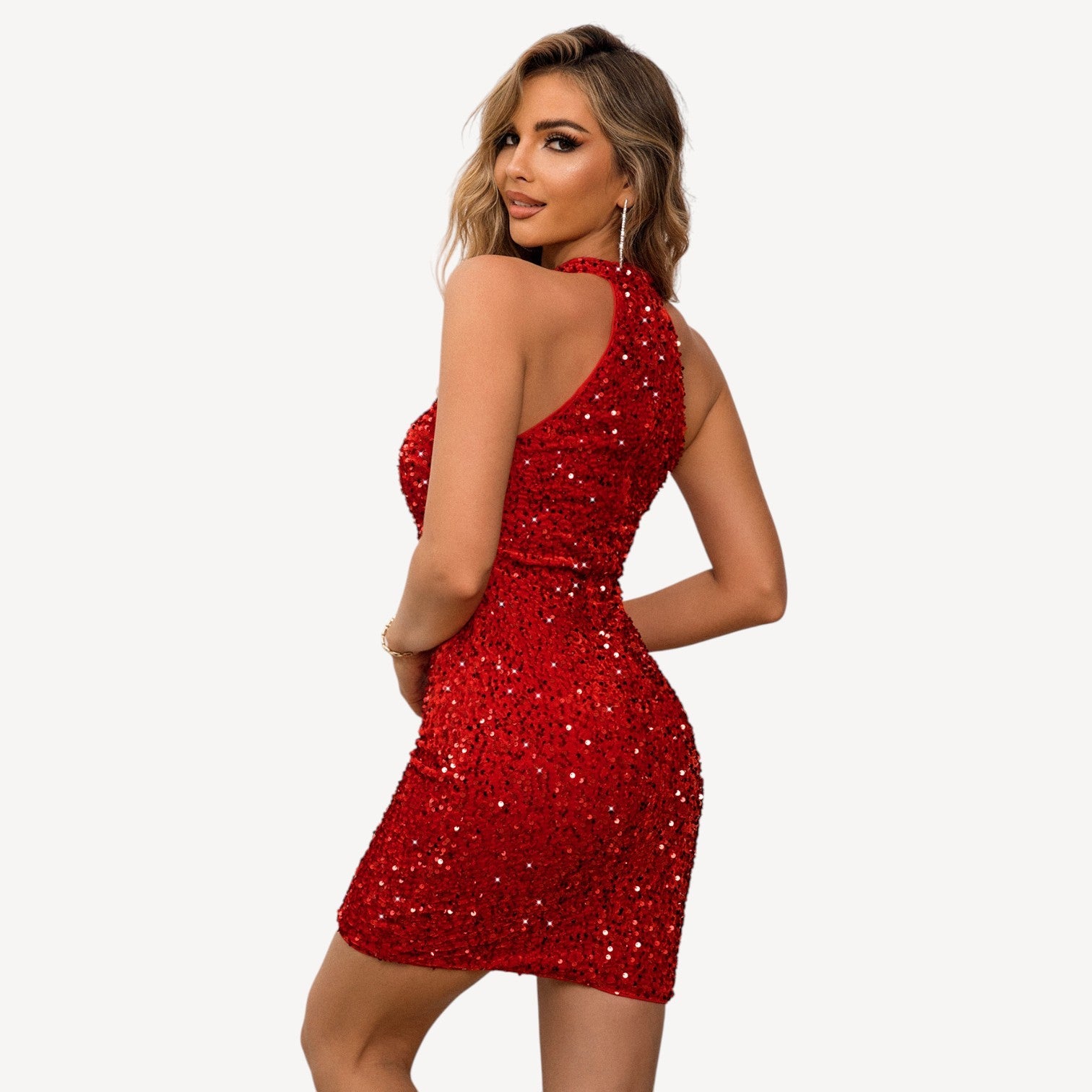 Sequin Halter Mini Dress