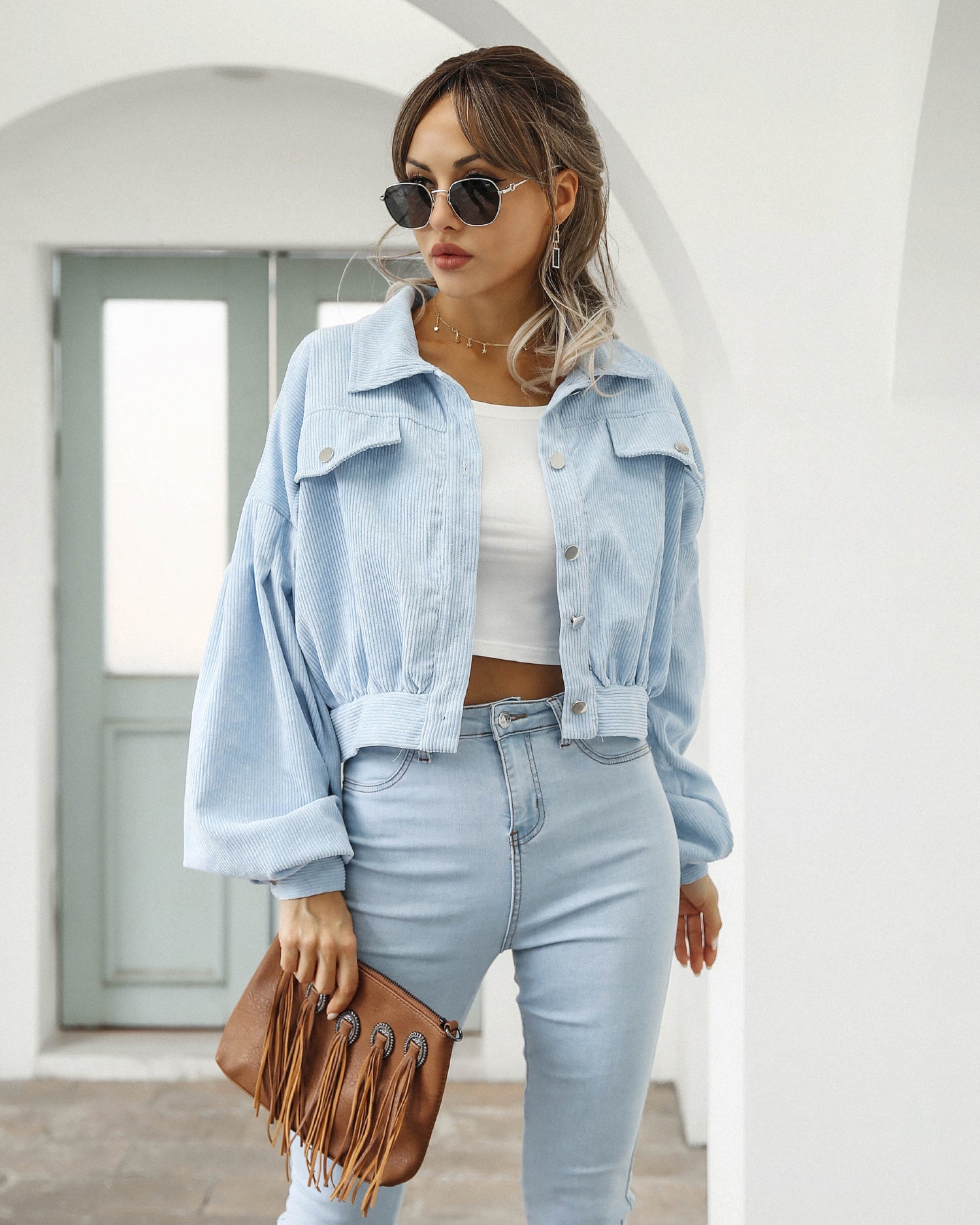 Cropped Corduroy Style Jacket