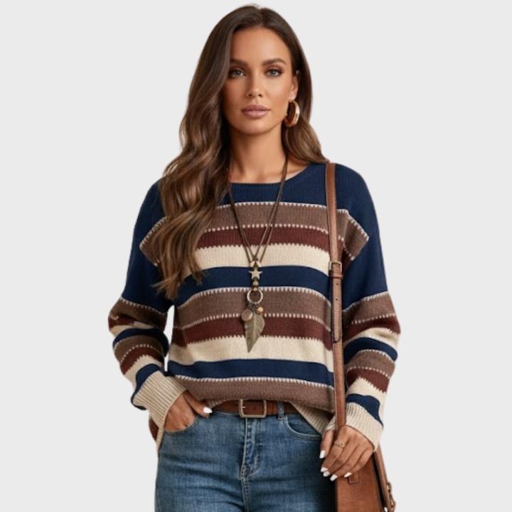 Women’s Casual Retro Stripe Knit Pullover