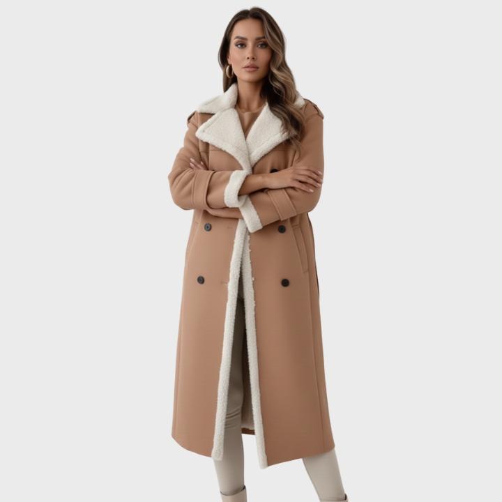 Women's Longline Faux Shearling Lined Winter Coat
