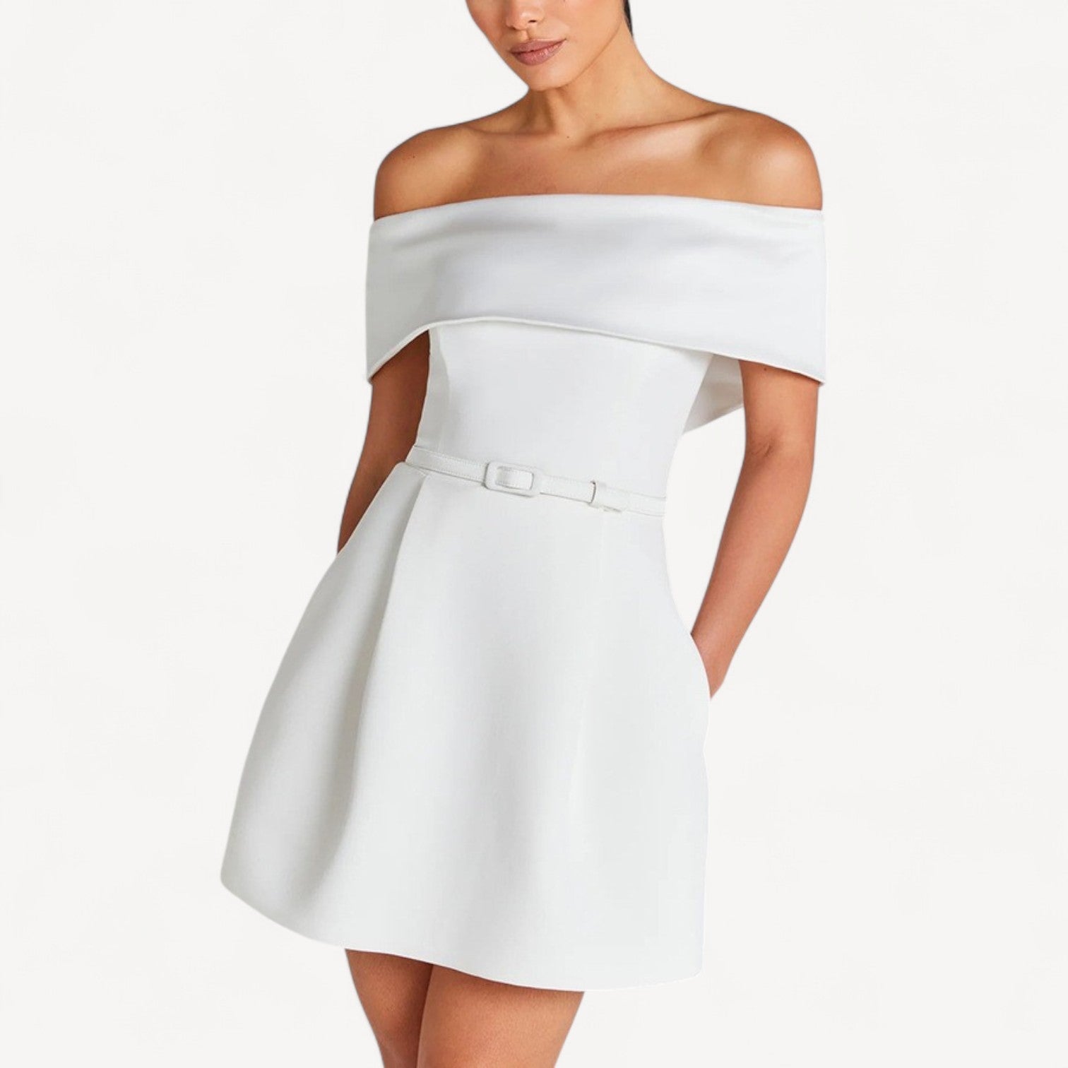 Off Shoulder Belted Mini