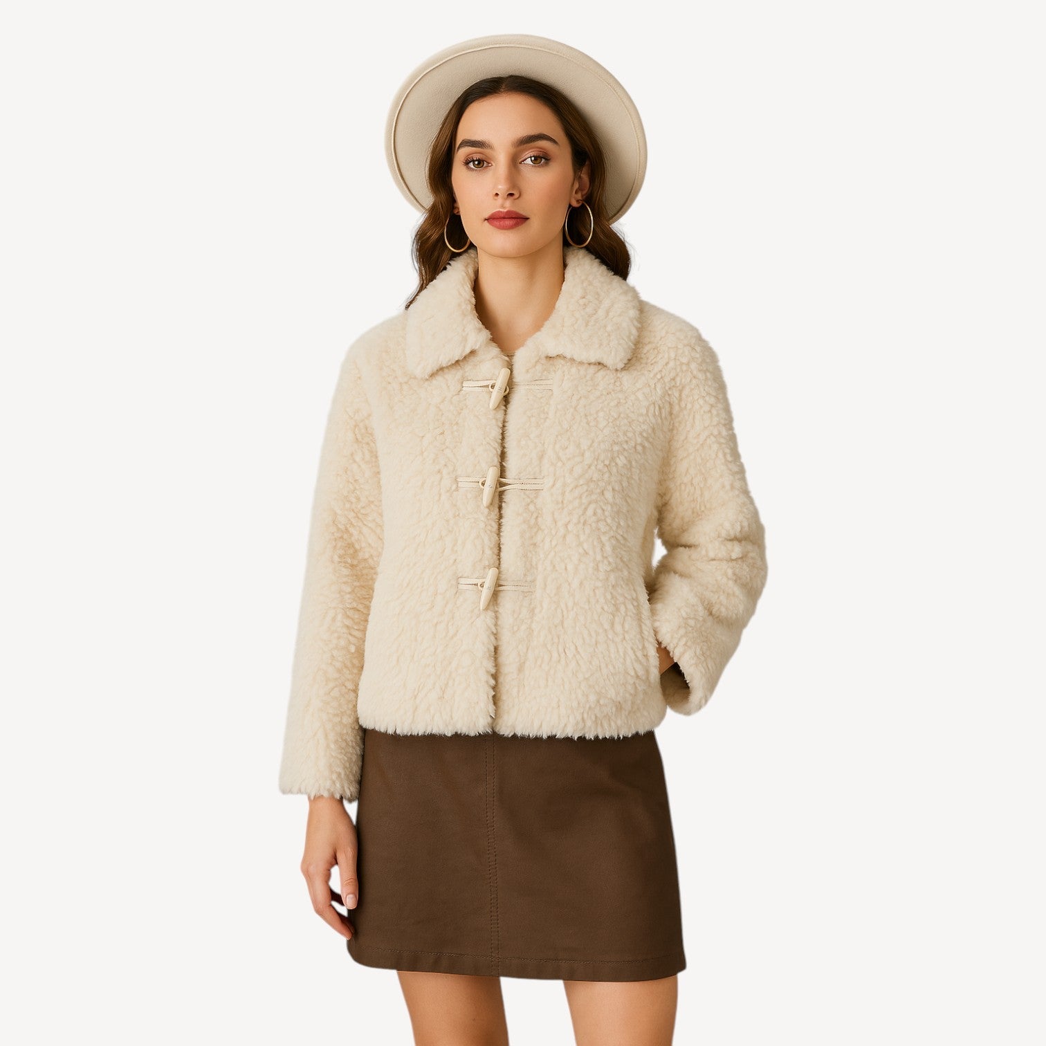 Cream Faux Fur Coat