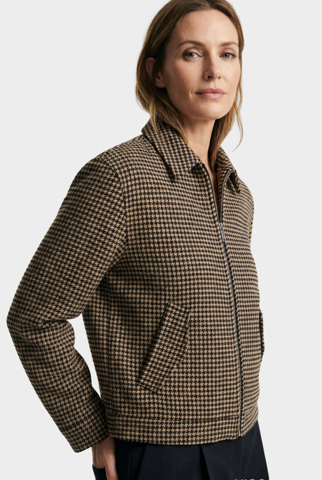 Eliza - Plaid Zip Bomber Jacket