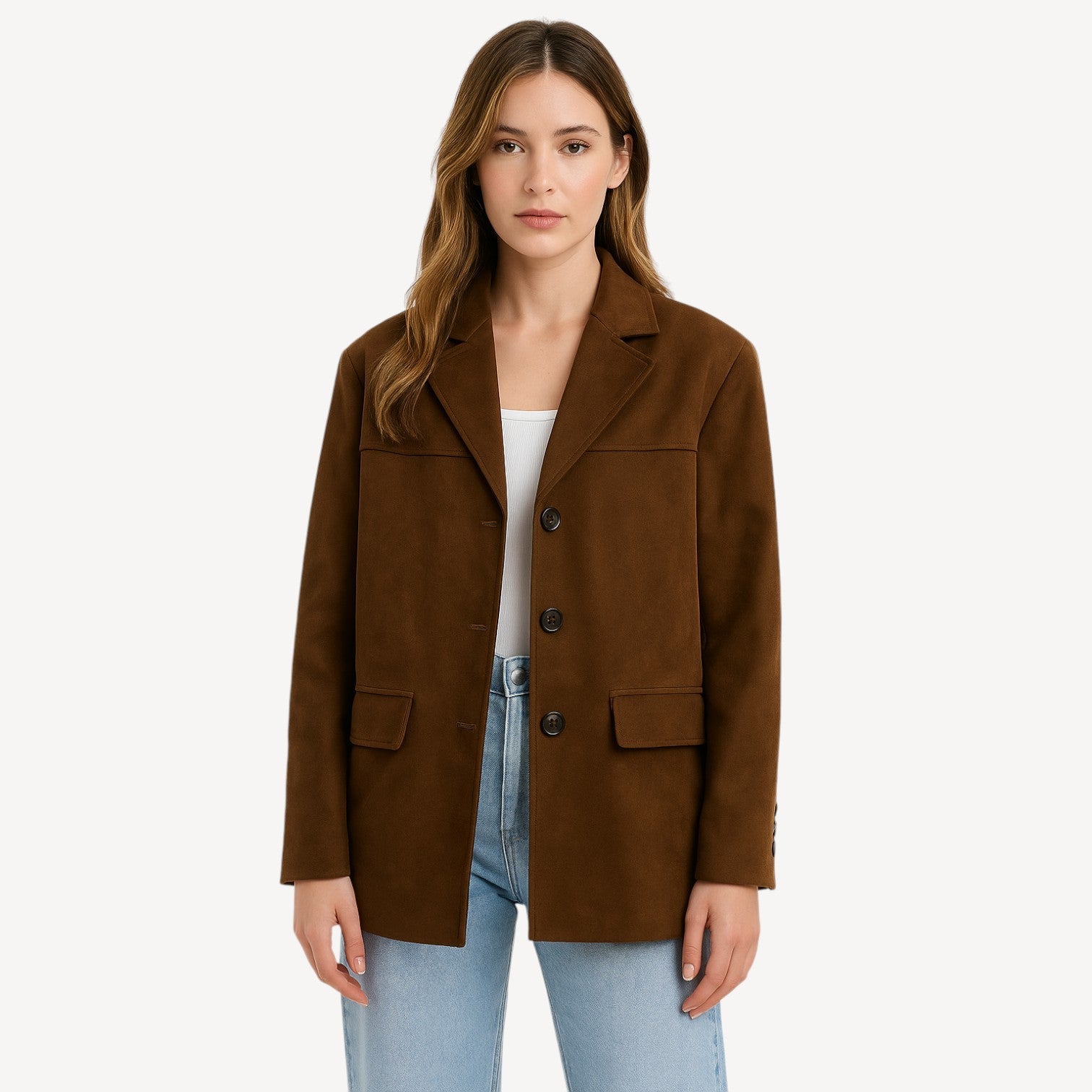 Oversized Brown Suede Blazer