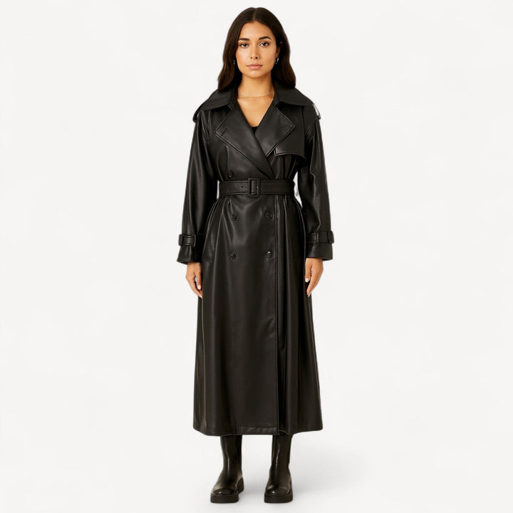 Long Black Leather Trench