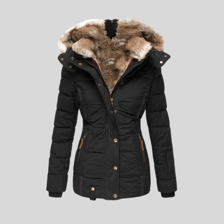 Women’s Long Sleeve Puffer Coat with Soft Fur Lining