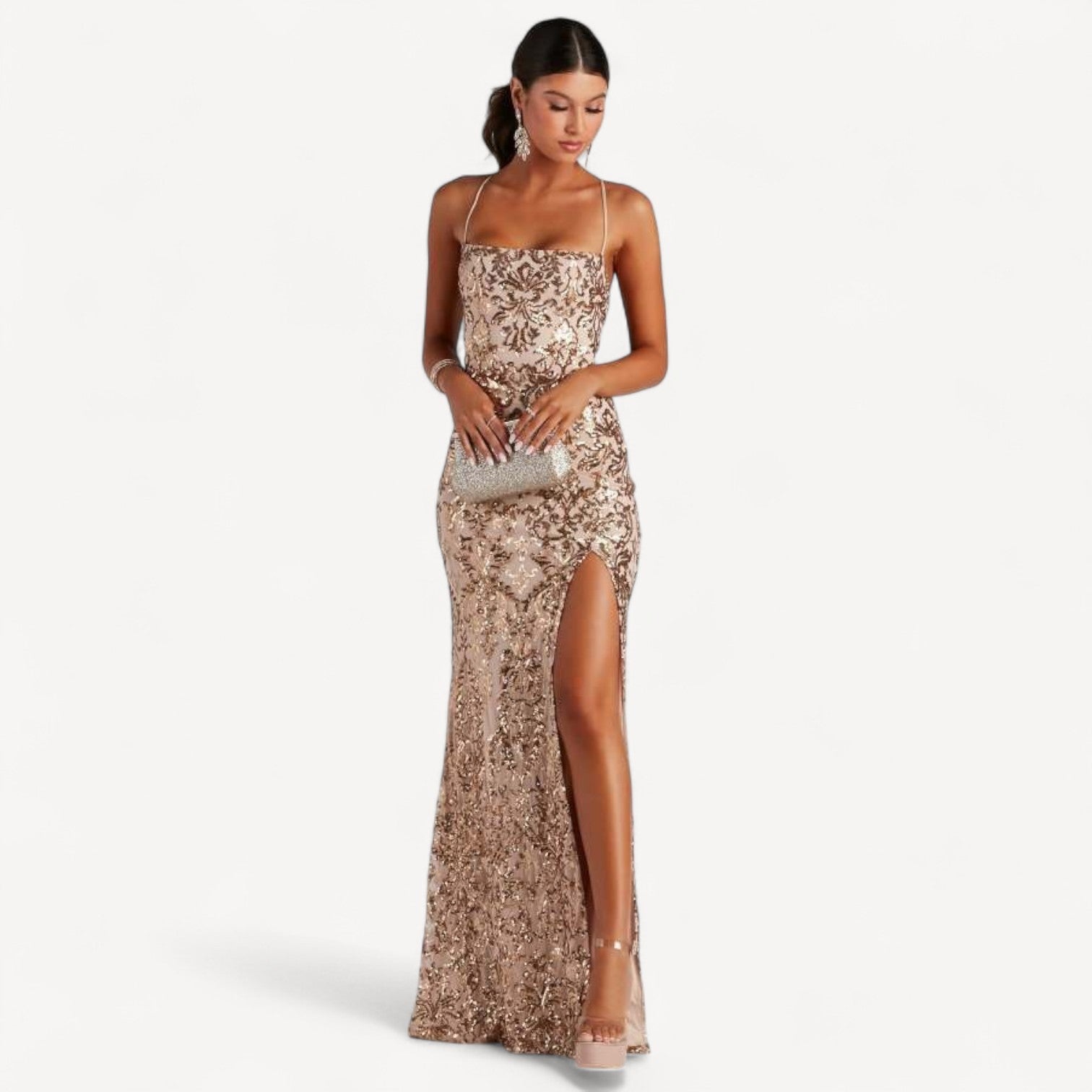 Spaghetti Strap Sequin Dress