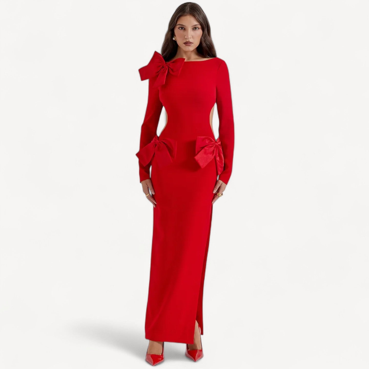 Red Bow Evening Dress