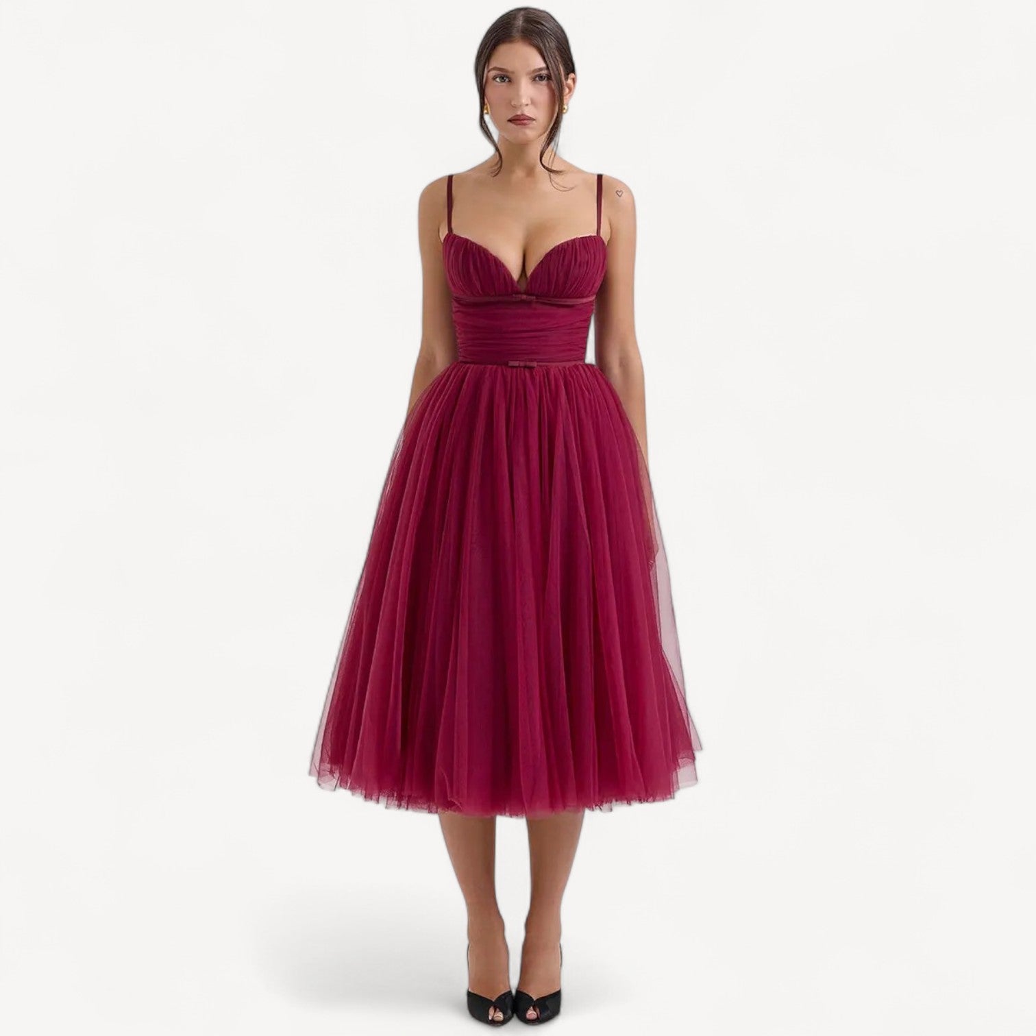 Elegant Tulle Midi Dress