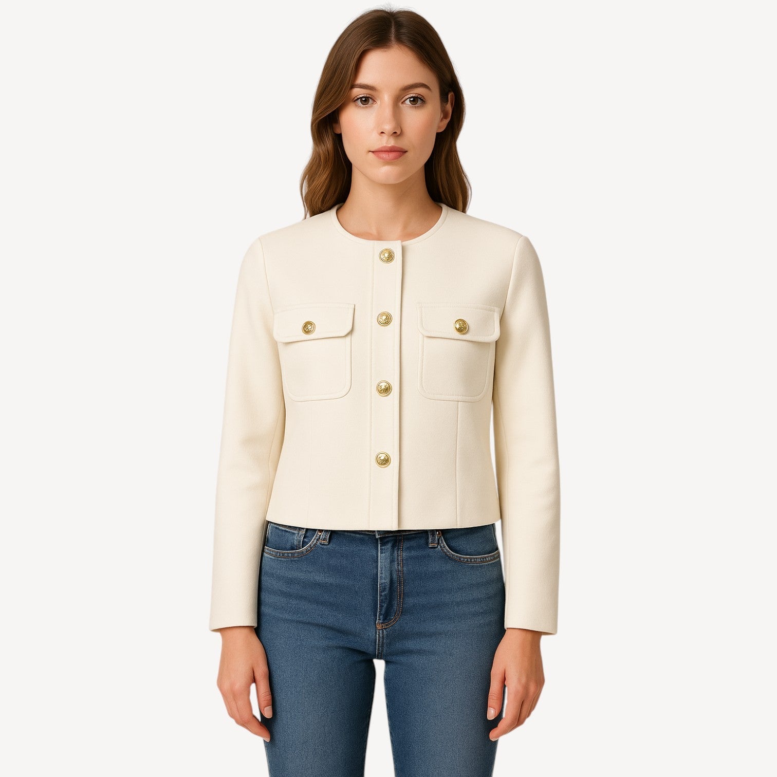 Gold Button Short Blazer