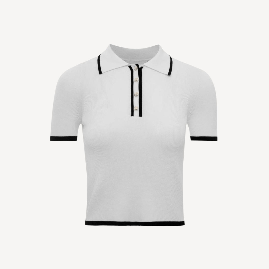 Ribbed Knit Polo Shirt