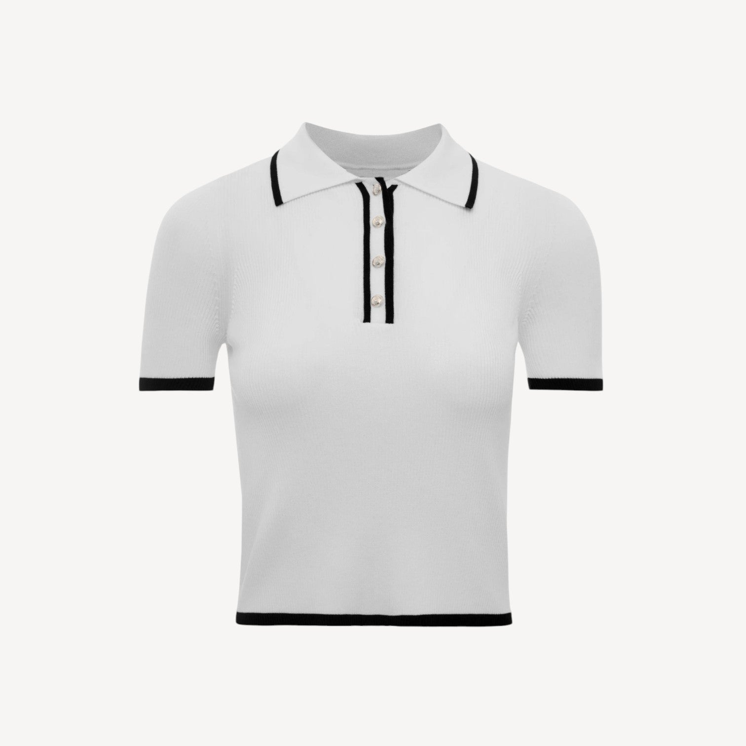 Ribbed Knit Polo Shirt