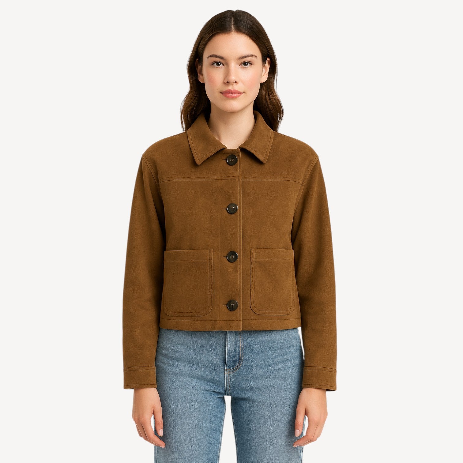 Brown Suede Button Jacket