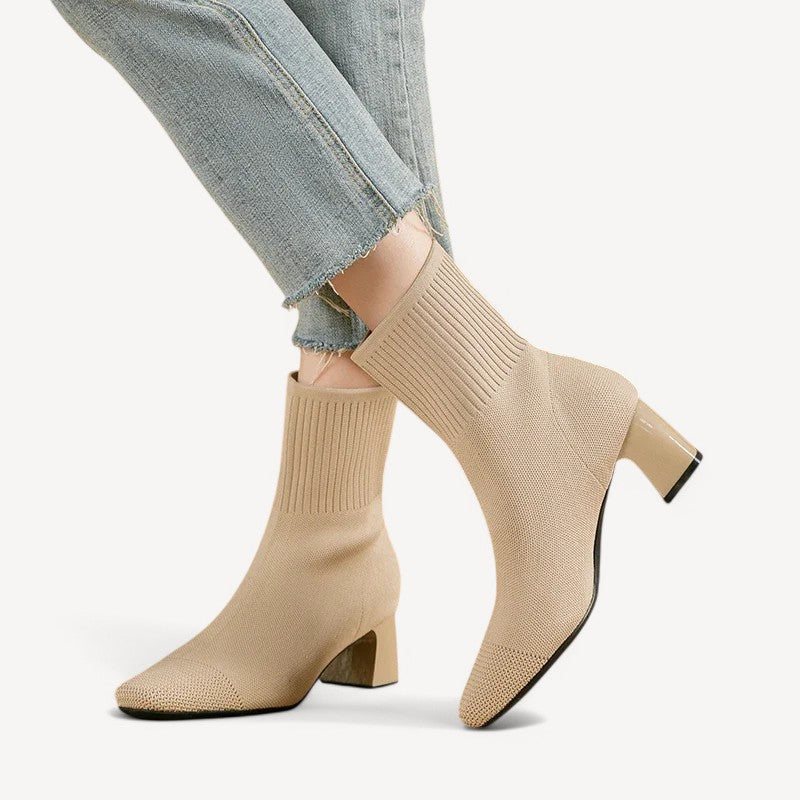 Knit Heeled Ankle Boots