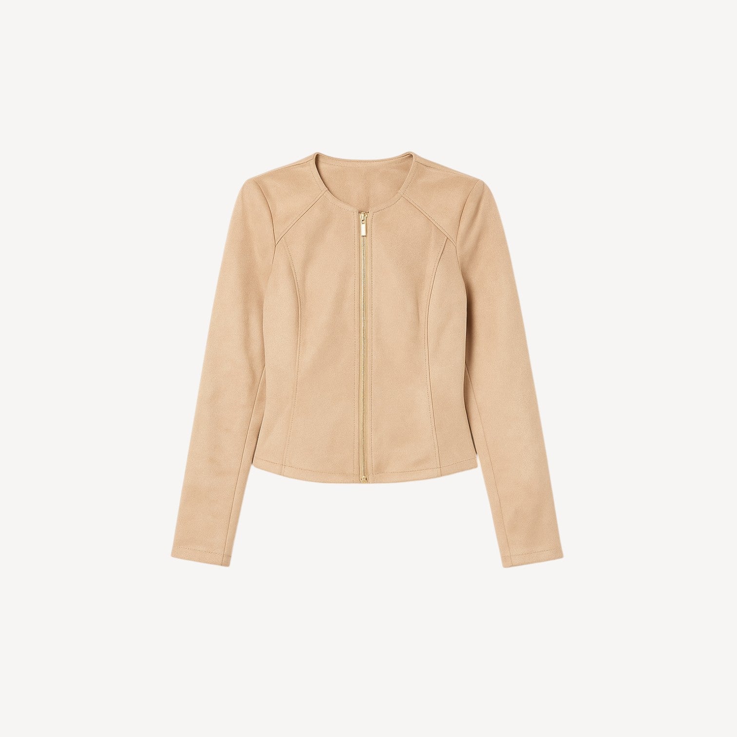 Beige Suede Zip Jacket