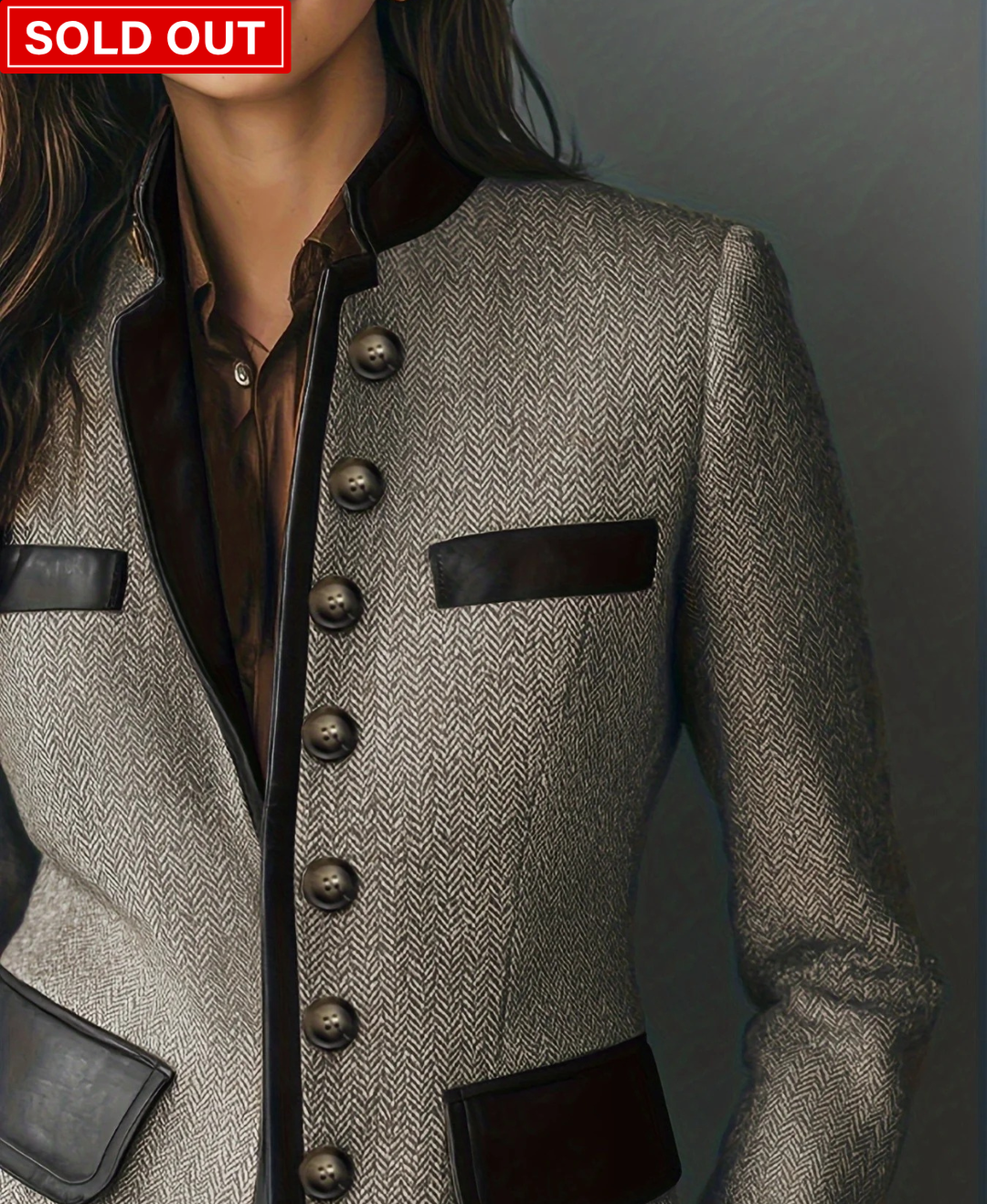 Clarine – Classic Stand-Collar Button Blazer Coat